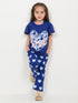Frill Sleeves The Love Cotton Trouser Set (Navy Blue)