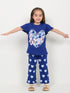 Frill Sleeves The Love Cotton Trouser Set (Navy Blue)