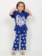 Frill Sleeves The Love Cotton Trouser Set (Navy Blue)