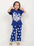 Frill Sleeves The Love Cotton Trouser Set (Navy Blue)