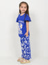 Frill Sleeves The Flower Market Cotton Trouser Set (Royal Blue)