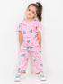 Frill Sleeves Holly Jolly Cotton Trouser Set (Candy Pink)