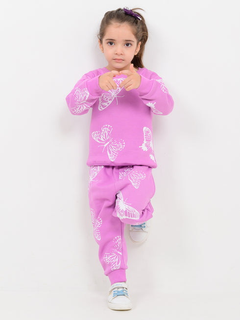 Butterfly Charm Fleece Suit (Lilac)