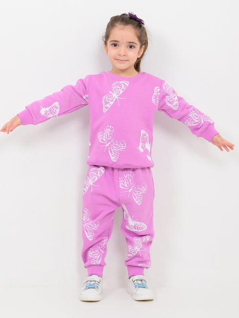 Butterfly Charm Fleece Suit (Lilac)