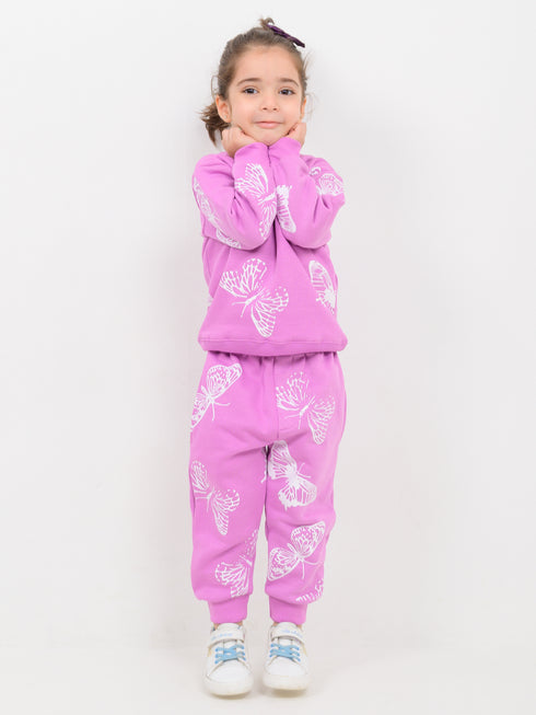 Butterfly Charm Fleece Suit (Lilac)