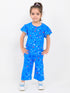 Frill Sleeves Starry Whirl Cotton Trouser Set (Cosmic Blue)
