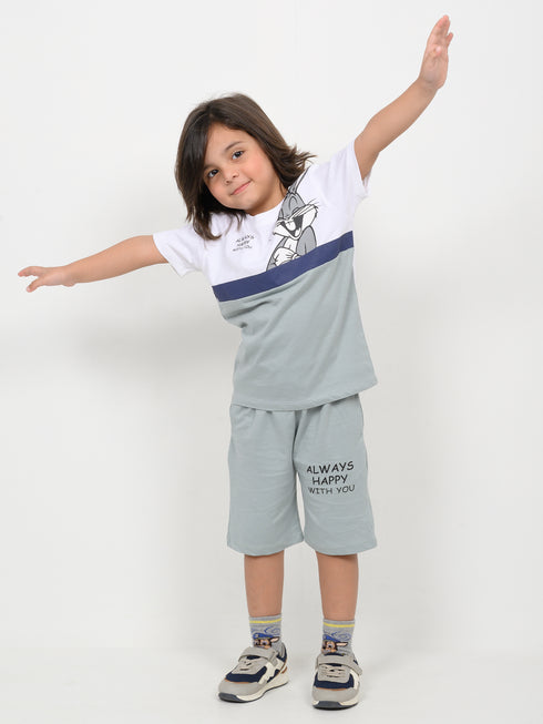 Bugs Bunny Joy Cotton Short Set (White & Grey)