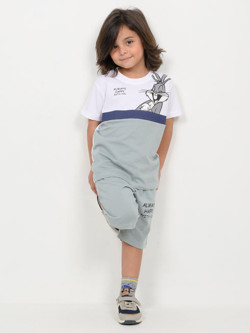 Bugs Bunny Joy Cotton Short Set (White & Grey)