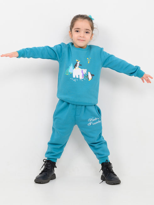 Winter Friends Fleece Suit (Glacier Blue)