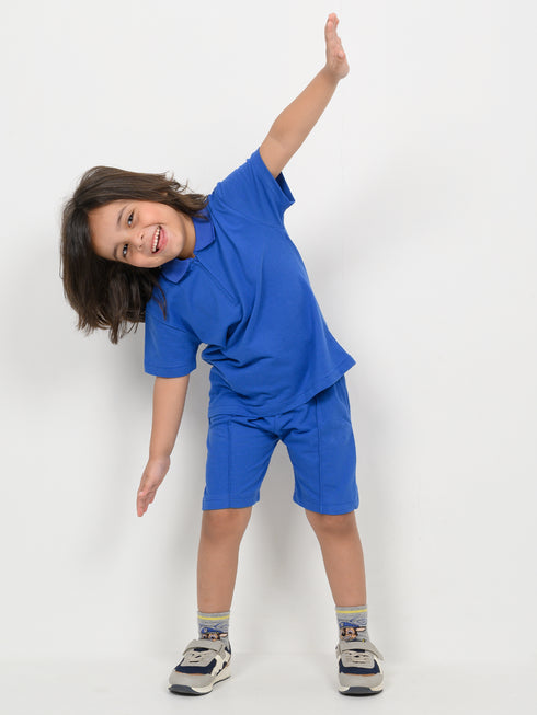 Classic Zip Polo Set (Royal Blue)