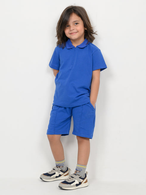 Classic Zip Polo Set (Royal Blue)