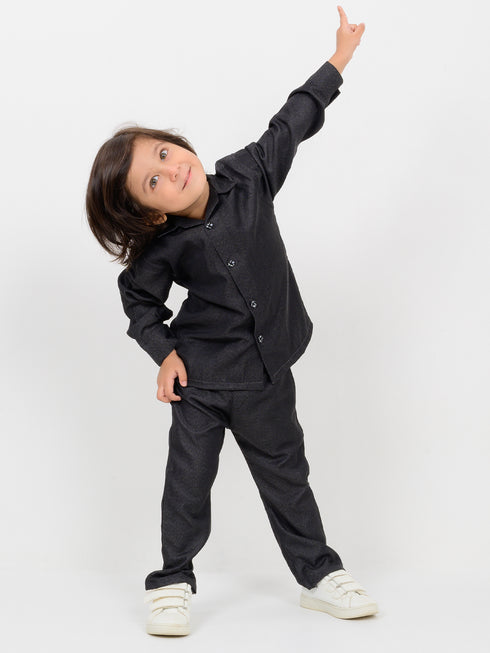 Imported Denim 2 Piece Set (Graphite Black)