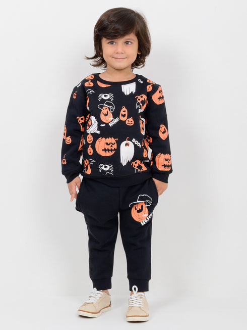 Mini Pumpki Patch Fleece Suit (Deep Black)