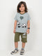 The Lazy Panda Cotton Short Set (Mint & Dark Green)
