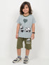 The Lazy Panda Cotton Short Set (Mint & Dark Green)