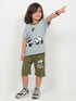 The Lazy Panda Cotton Short Set (Mint & Dark Green)