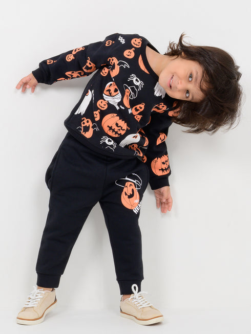 Mini Pumpki Patch Fleece Suit (Deep Black)