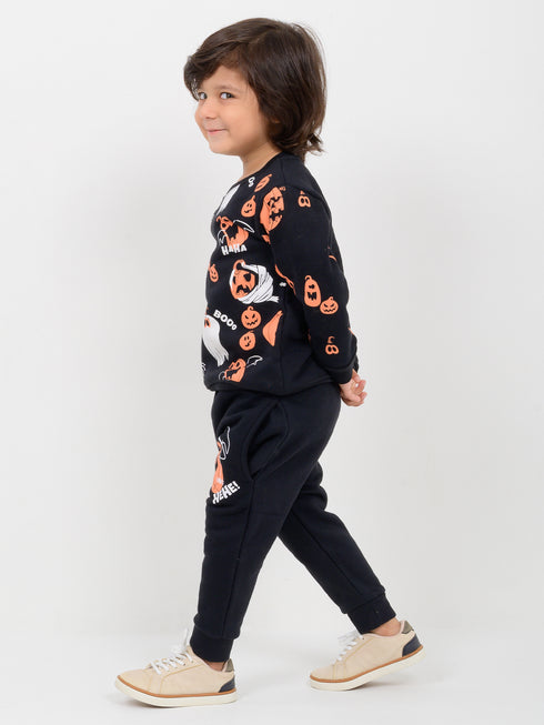 Mini Pumpki Patch Fleece Suit (Deep Black)