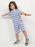 Classic Striped Zip Polo Set (Grey & White)