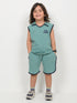 Embroidered Sleeveless Short Set (Sea Green)