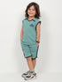 Embroidered Sleeveless Short Set (Sea Green)