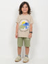 The Happy Together Cotton Short Set (Beige & Olive)