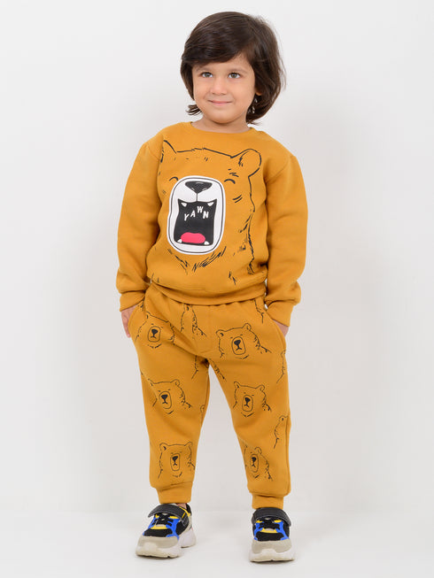 The Yawn Bear Fleece Suit (Caramel Brown)