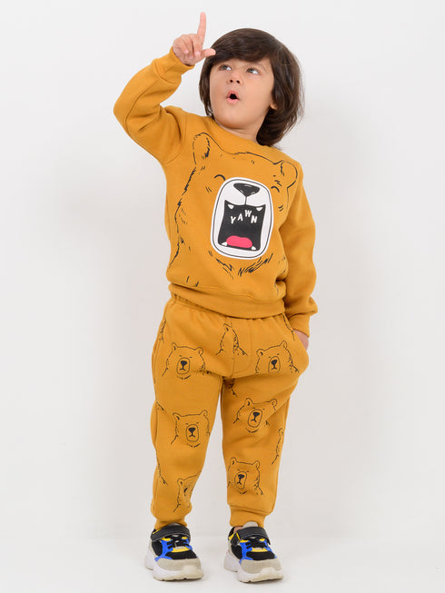The Yawn Bear Fleece Suit (Caramel Brown)
