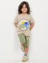 The Happy Together Cotton Short Set (Beige & Olive)