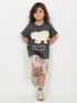 My Little Polar Bear Cotton Short Set (Charcoal Grey & Beige)