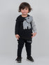 Elephant Printed Fleece Suit (Black)