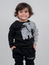 Elephant Printed Fleece Suit (Black)