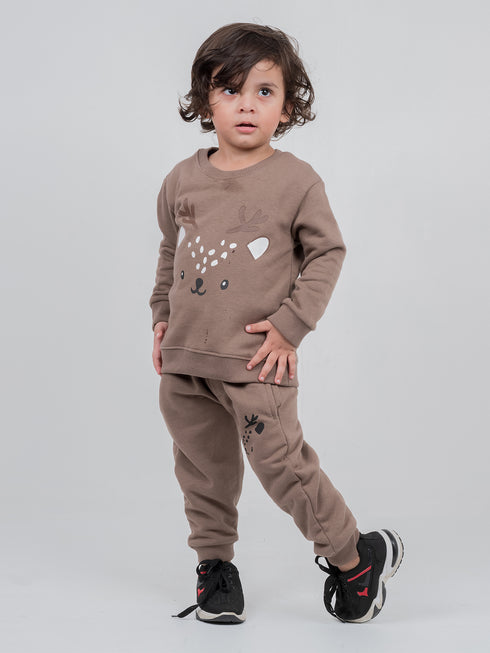 Cozy Deer Fleece Suit (Coffee)