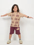 The Master Builder Cotton Short Set (Beige and Dark Purple)