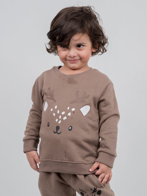 Cozy Deer Fleece Suit (Coffee)