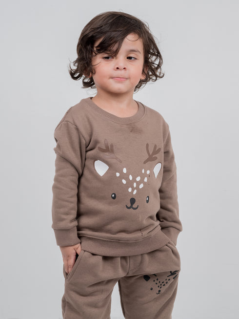 Cozy Deer Fleece Suit (Coffee)