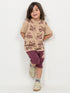 The Master Builder Cotton Short Set (Beige and Dark Purple)
