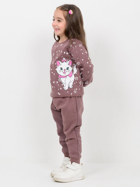 Starry Kitty Fleece Suit (Dusty Mauve)