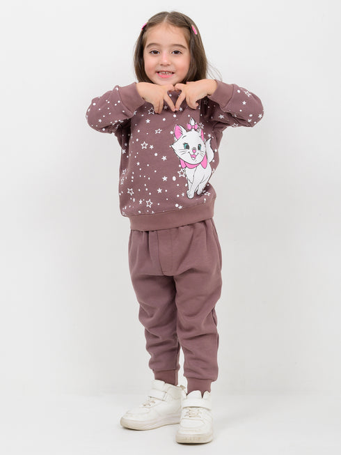 Starry Kitty Fleece Suit (Dusty Mauve)