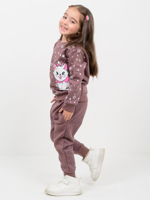 Starry Kitty Fleece Suit (Dusty Mauve)