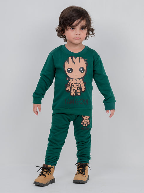 Groot Character Fleece Suit (Dark Green)