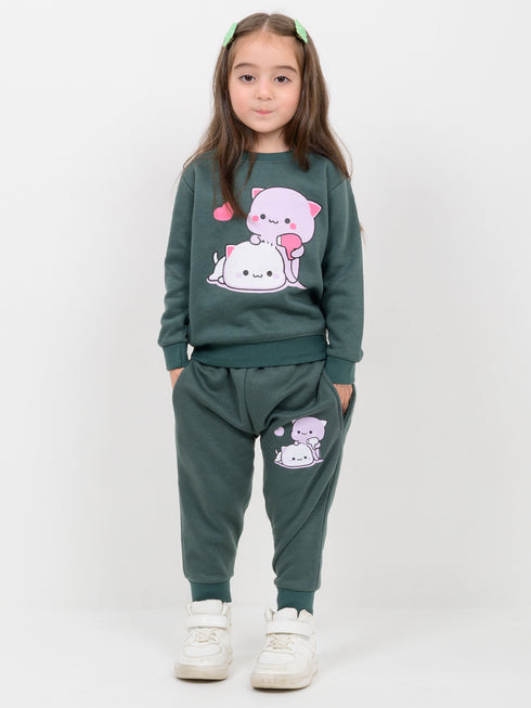 The Chill Cats Fleece Suit (Deep Green)