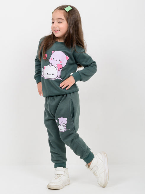 The Chill Cats Fleece Suit (Deep Green)