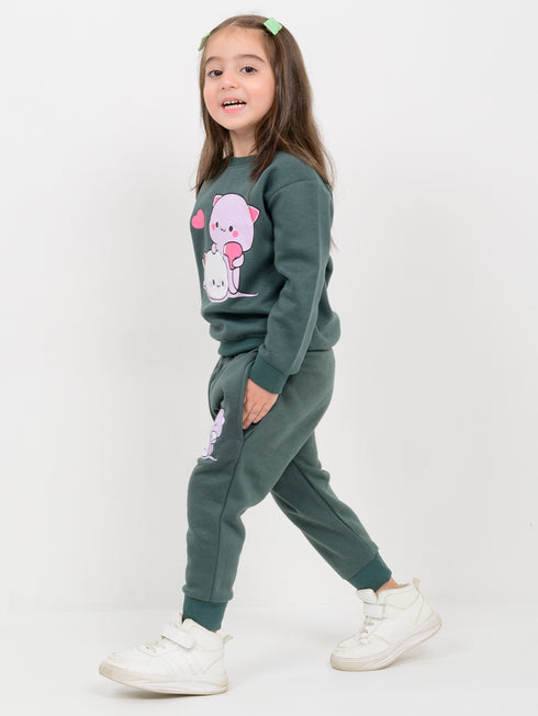 The Chill Cats Fleece Suit (Deep Green)