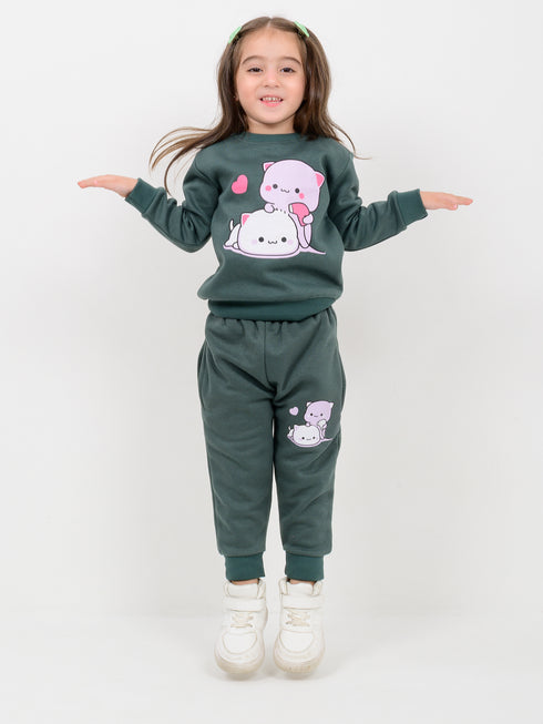 The Chill Cats Fleece Suit (Deep Green)