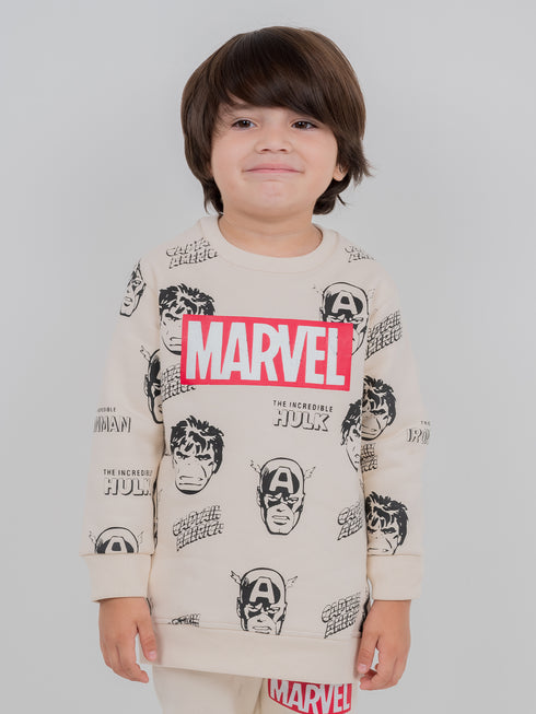 Marvel Printed Fleece Suit (Off-White)