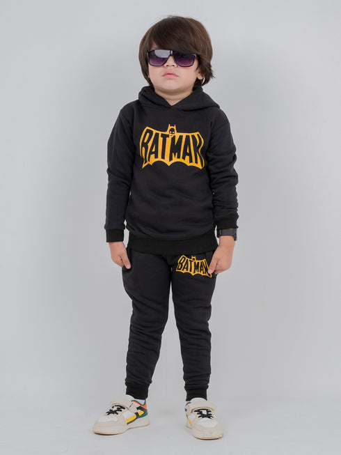 Hooded Batman Printed Fleece Suit (Black)
