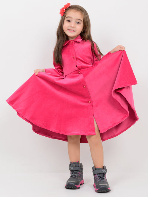 The Royal Grace Imported Corduory Frock (Hot Pink)
