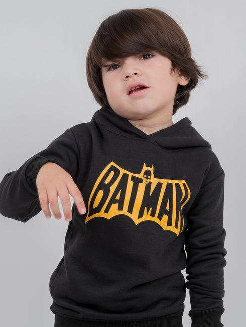 Hooded Batman Printed Fleece Suit (Black)