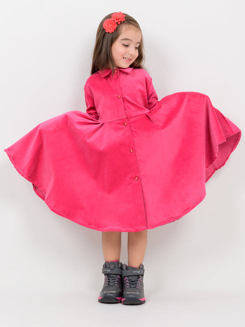 The Royal Grace Imported Corduory Frock (Hot Pink)
